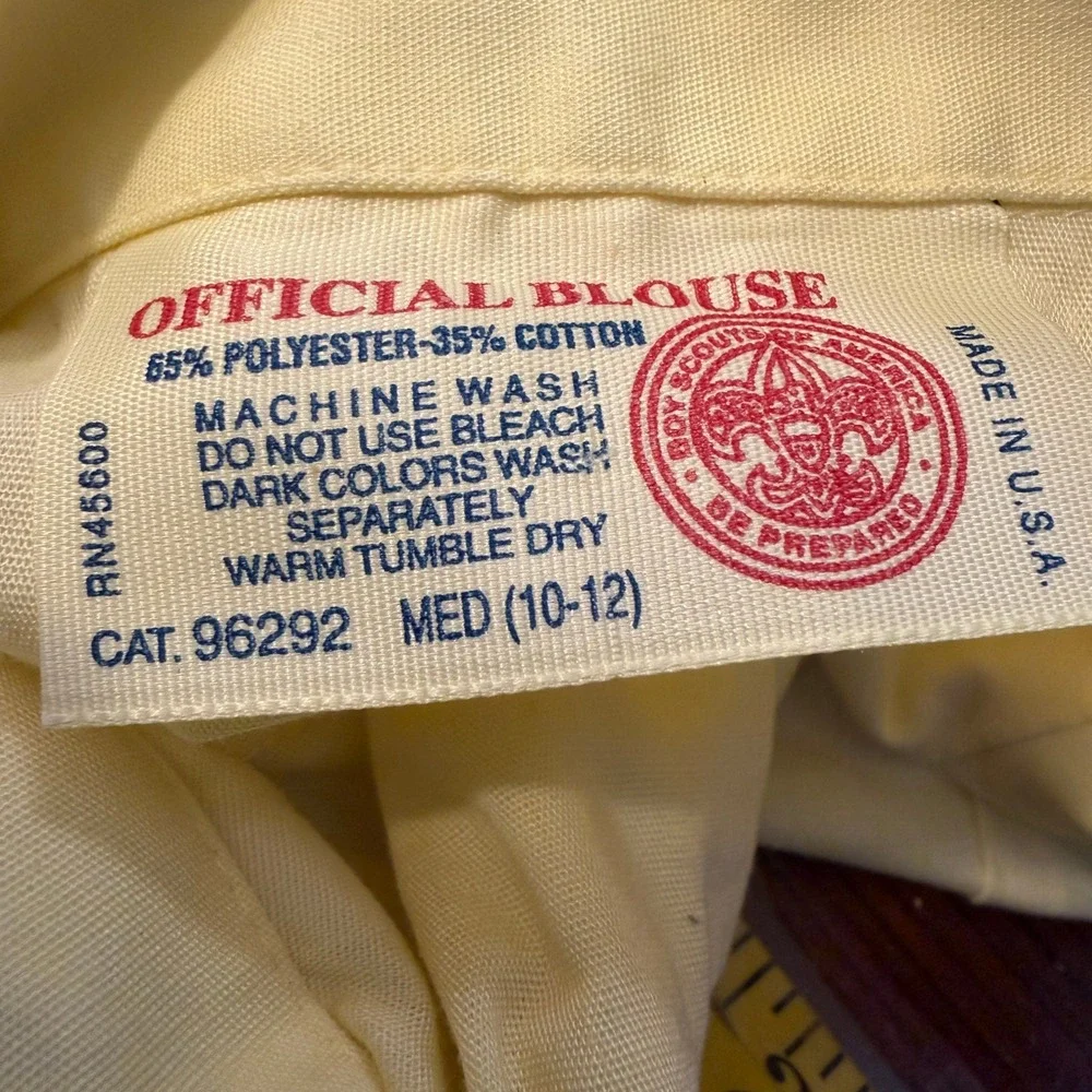 VTG BSA Shirt Blouse M 10-12 Den Leader Boy Scouts of America Patches Uniform